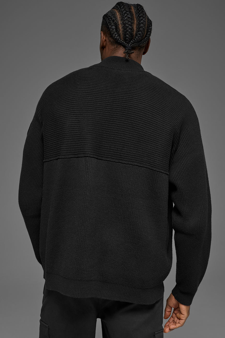 Pull à col zippé 1/4 Domain Shift en maille côtelée - Noir