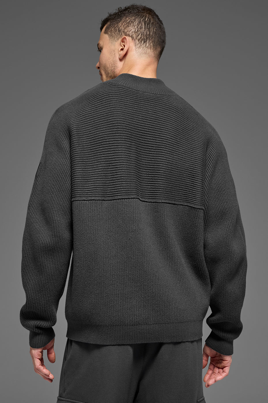 Pull à col zippé 1/4 Domain Shift en maille côtelée - Anthracite