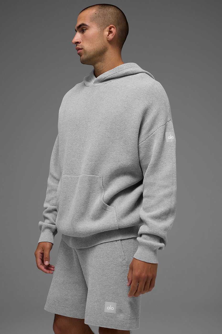 Sweat à capuche Sports Club en maille - Gris chiné sport