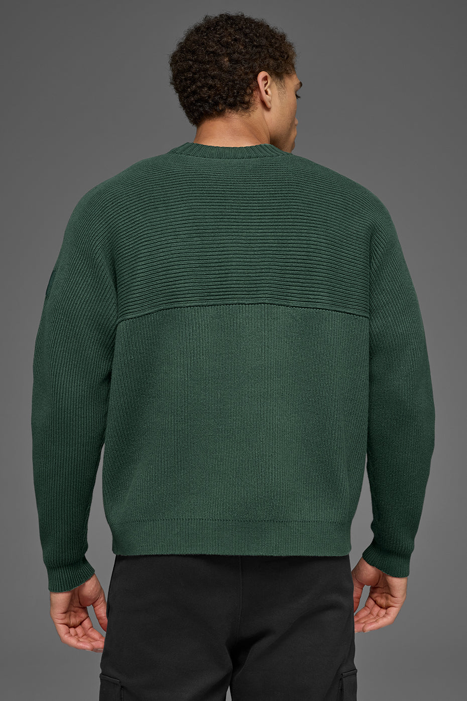 Pull à col rond Domain Shift en maille côtelée - Vert trèfle