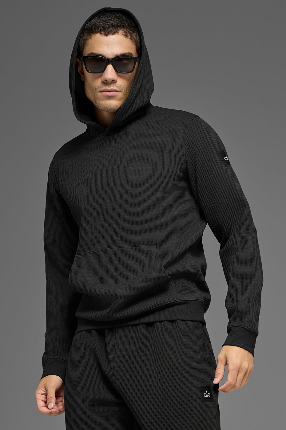 Sweat à capuche de détente gaufré - Noir