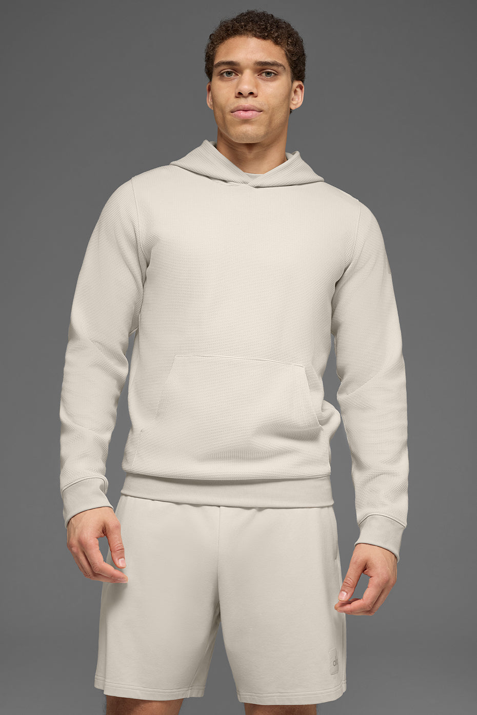Sweat à capuche de détente gaufré - Écru