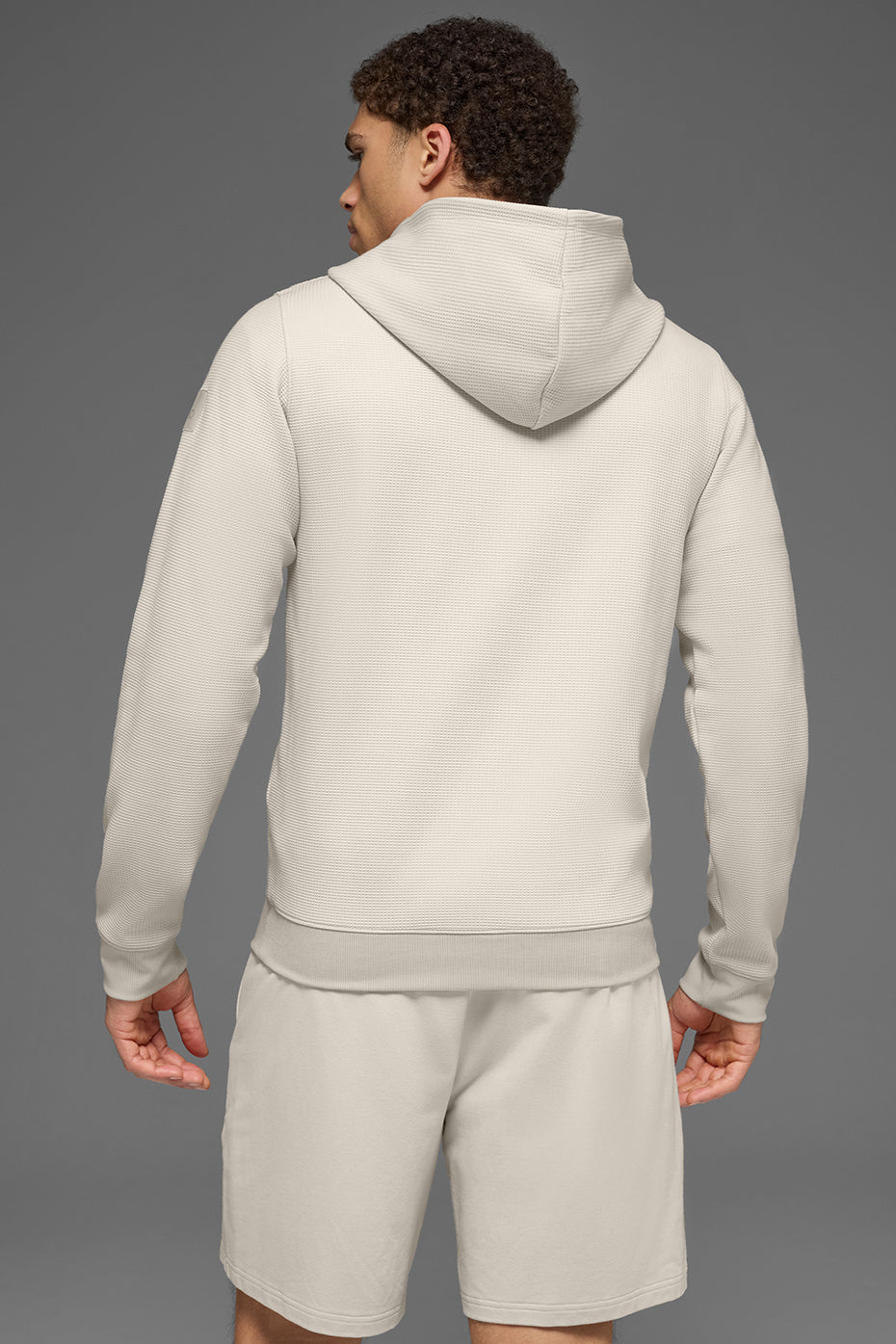 Sweat à capuche de détente gaufré - Écru