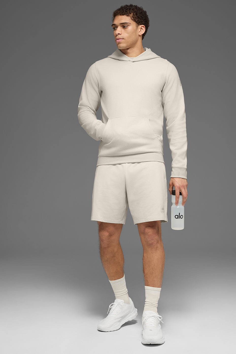 Sweat à capuche de détente gaufré - Écru