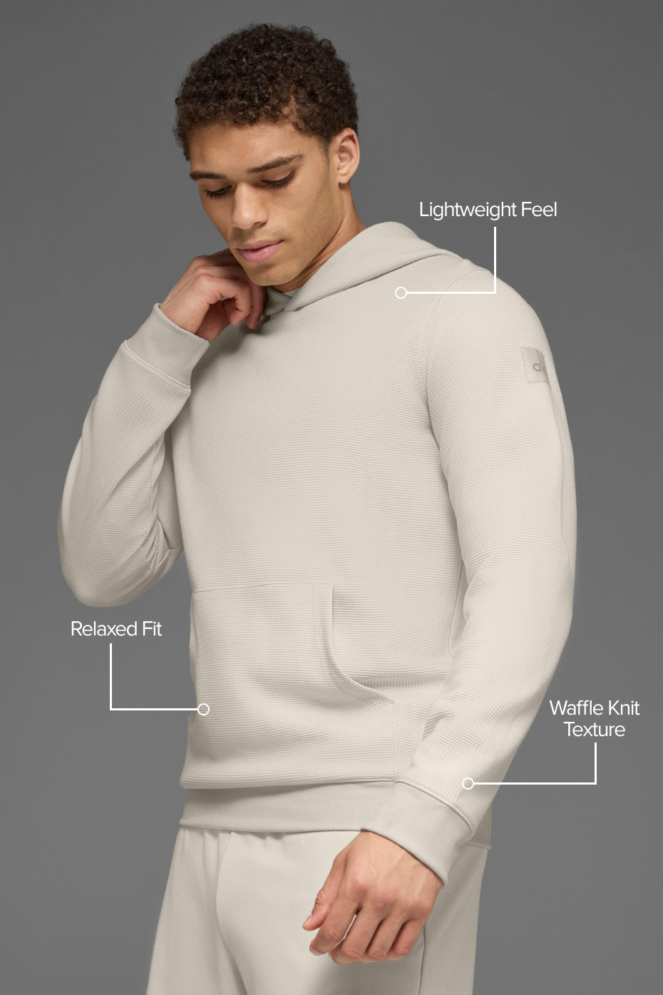 Sweat à capuche de détente gaufré - Écru