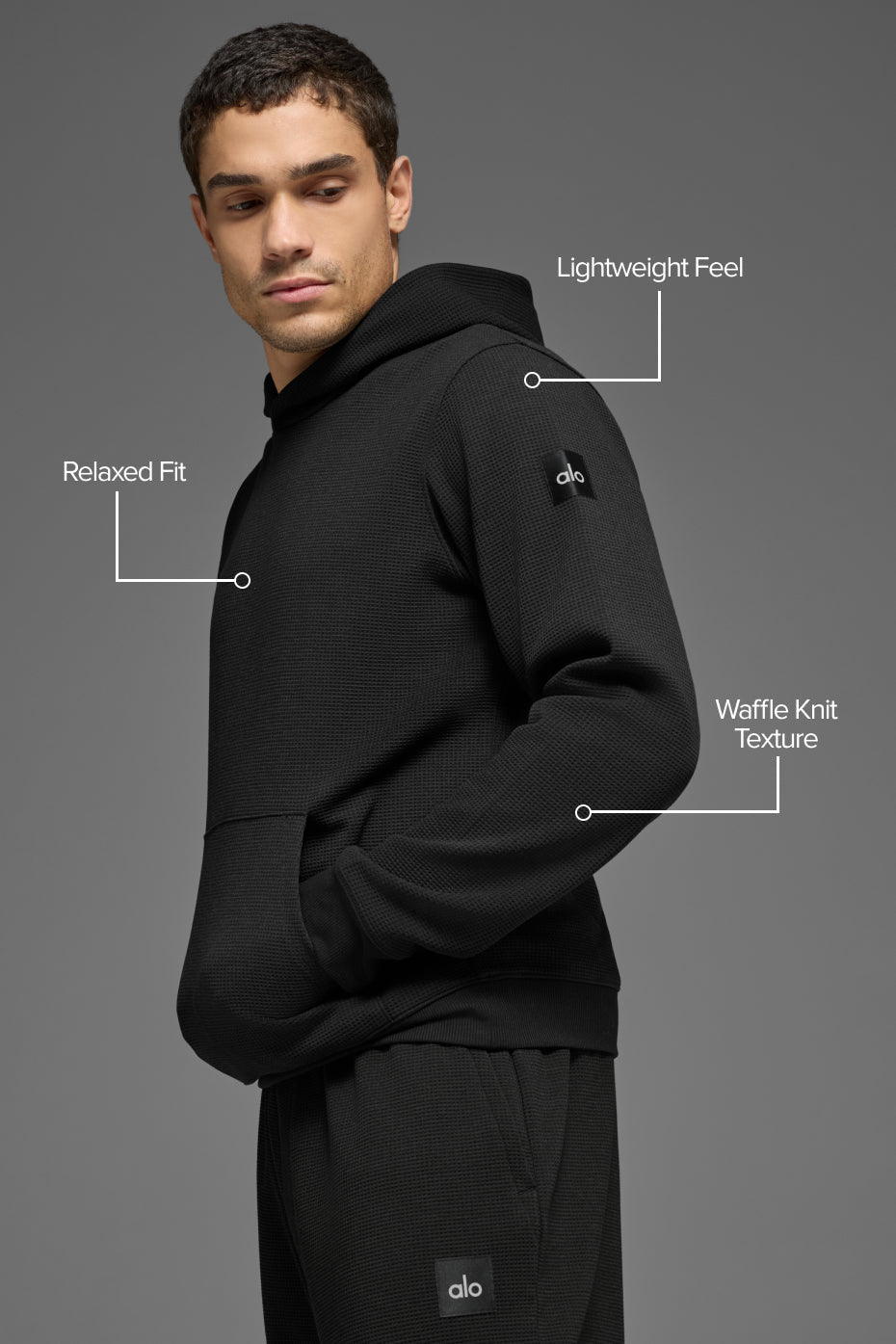 Sweat à capuche de détente gaufré - Noir