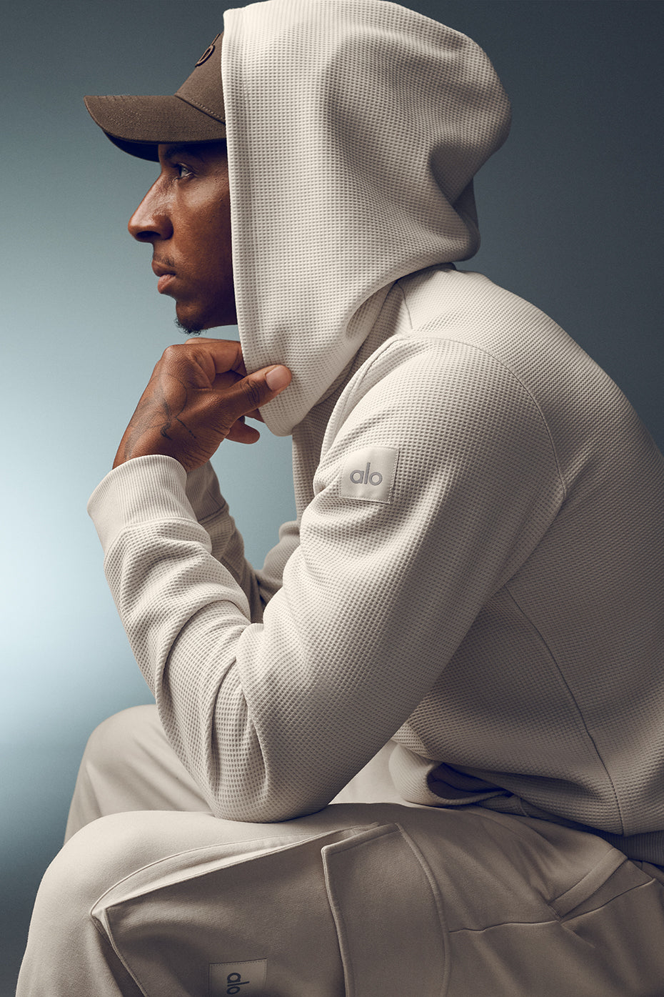 Sweat à capuche de détente gaufré - Écru
