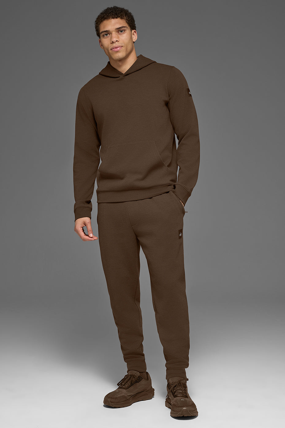 Sweat à capuche de détente gaufré - Espresso
