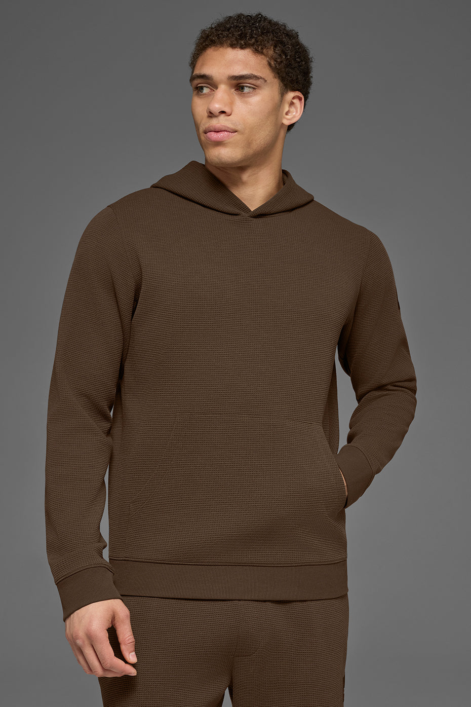 Sweat à capuche de détente gaufré - Espresso