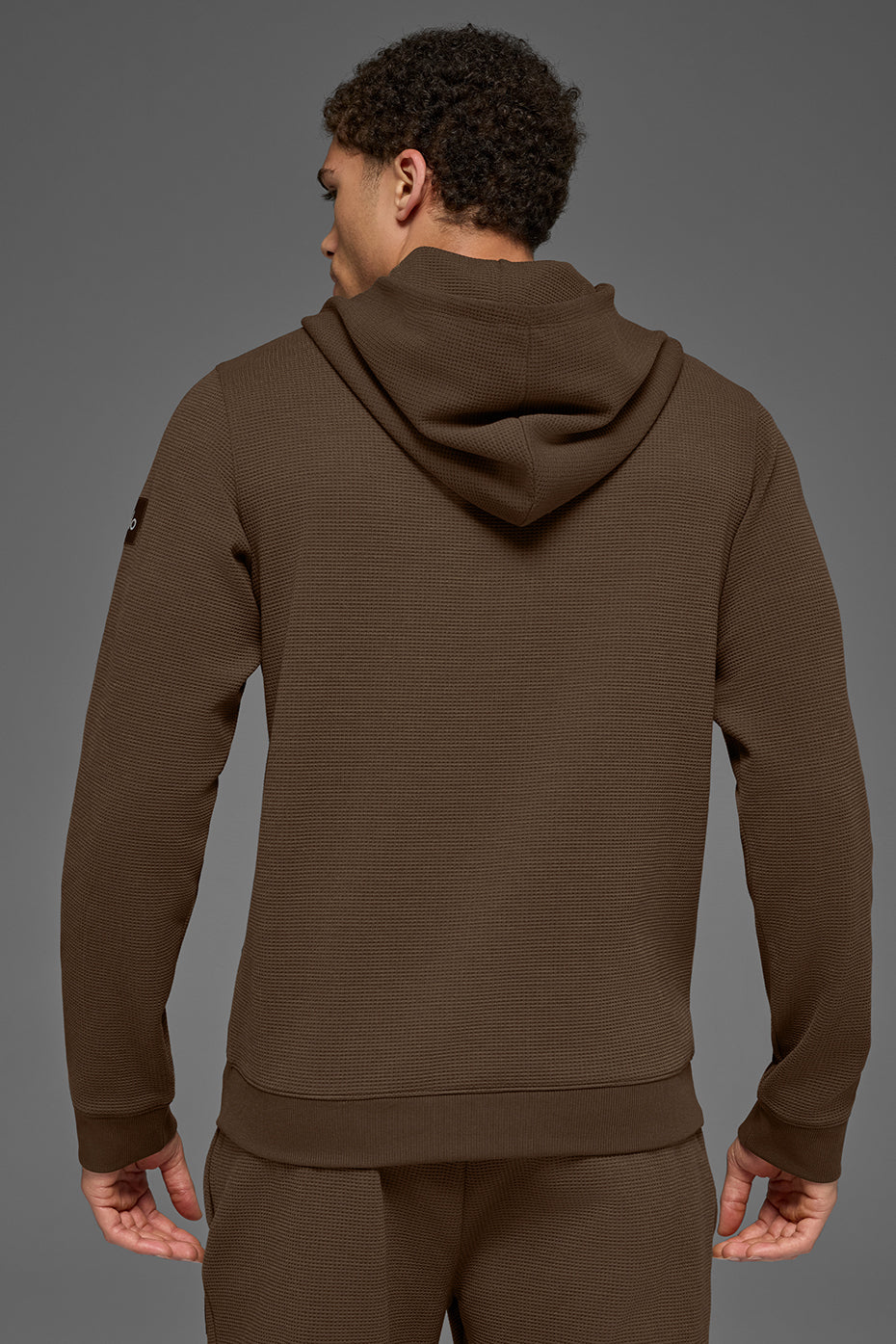 Sweat à capuche de détente gaufré - Espresso