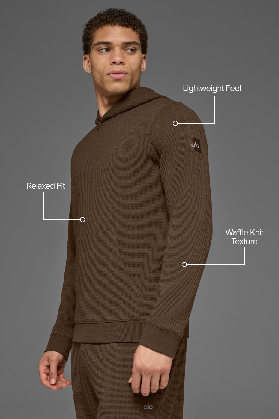 Sweat à capuche de détente gaufré - Espresso