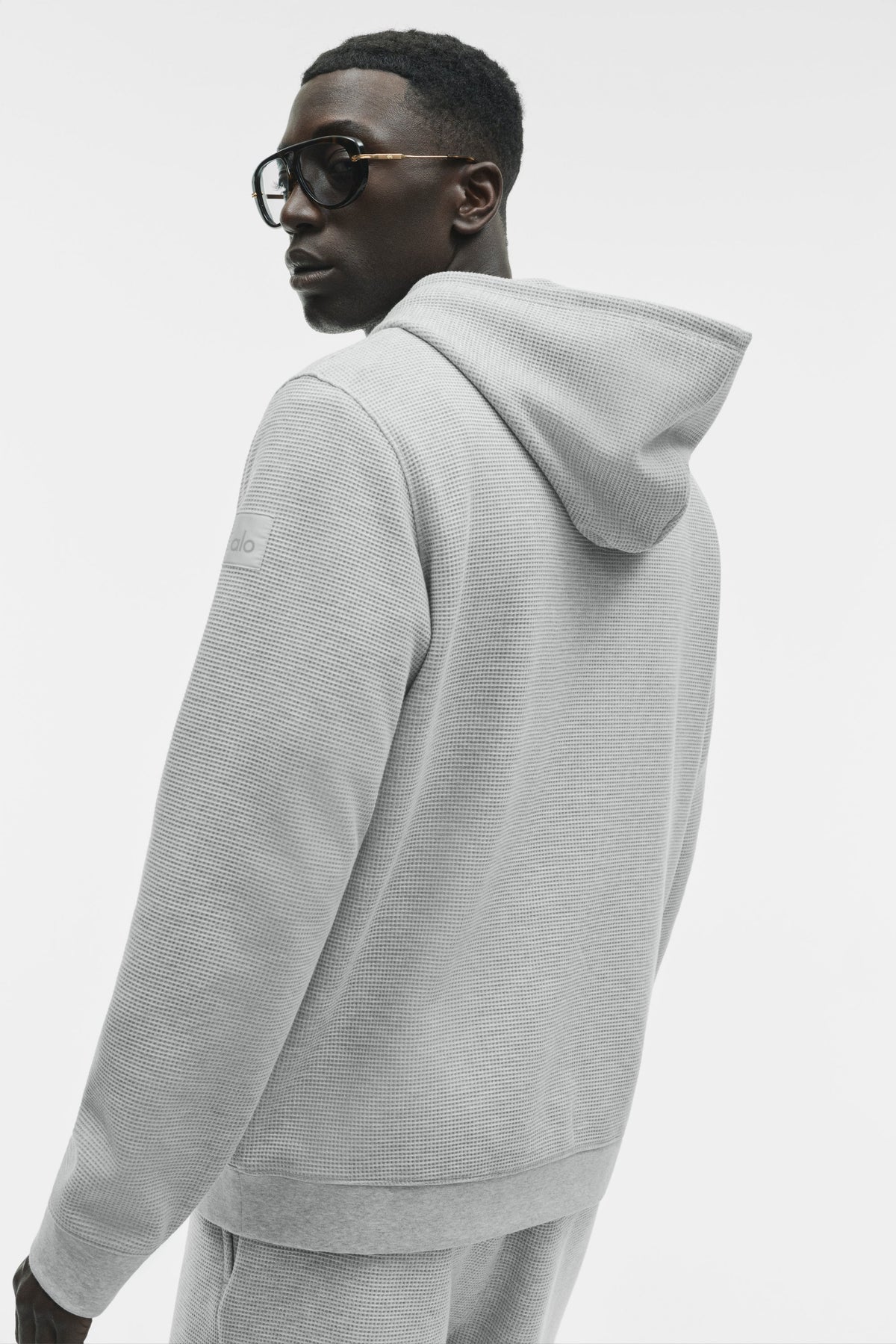 Sweat à capuche de détente gaufré - Gris chiné sport