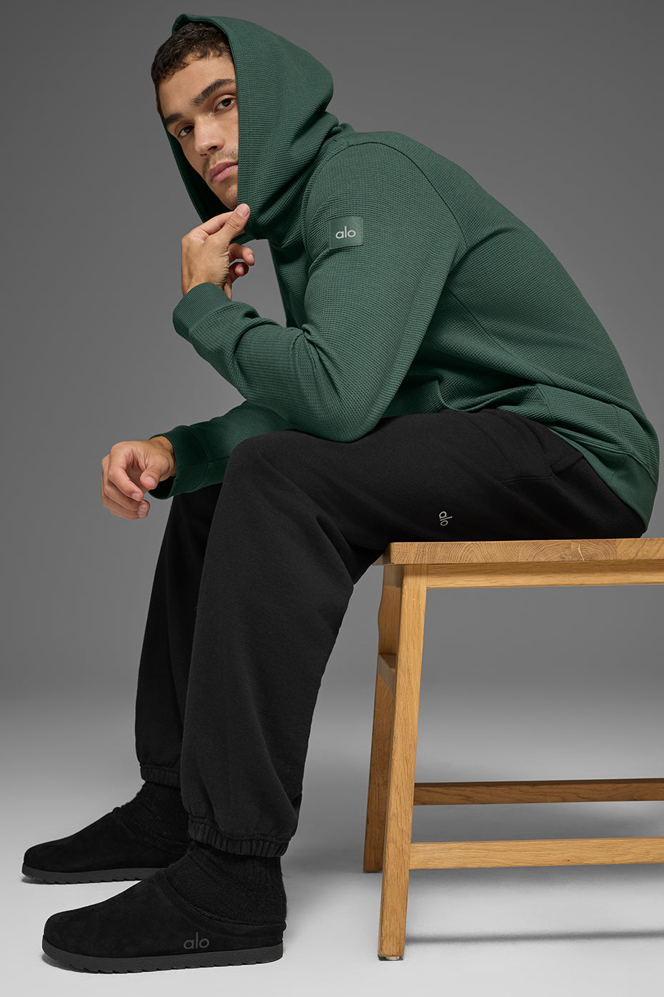 Sweat à capuche de détente gaufré - Vert trèfle