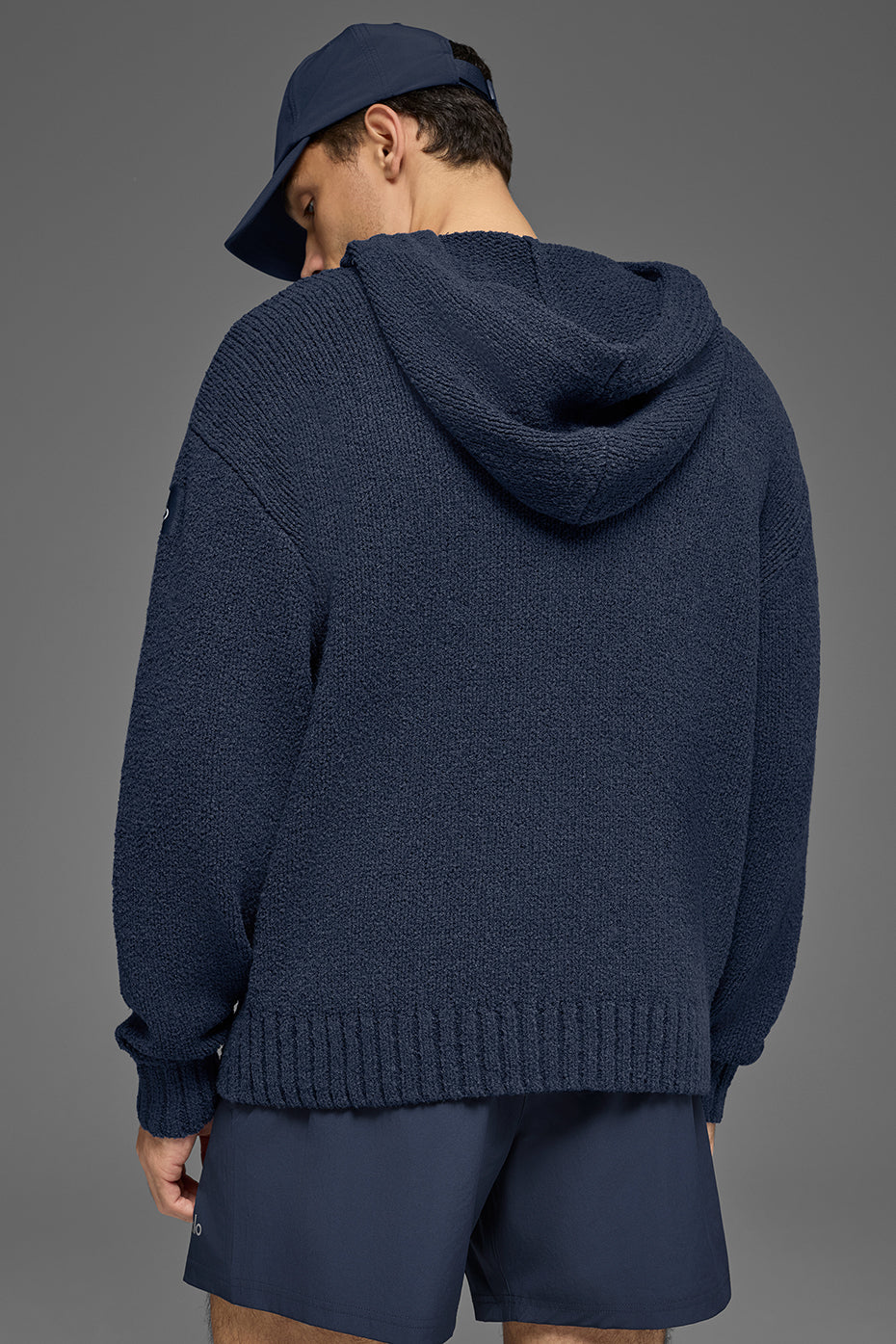 Sweat à capuche en maille texturée - Bleu marine