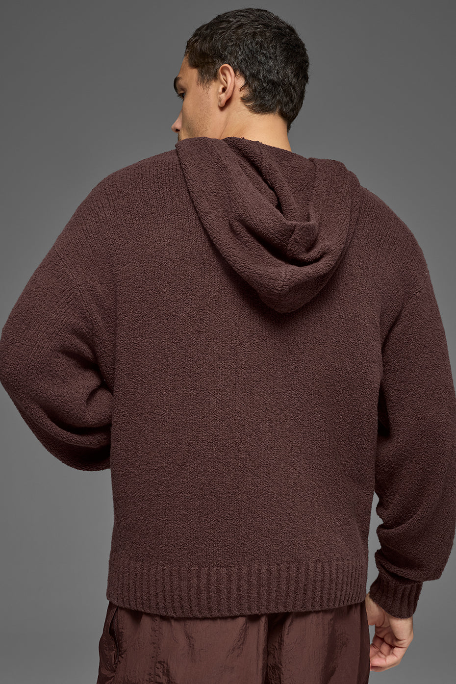 Sweat à capuche en maille texturée - Brun pierre