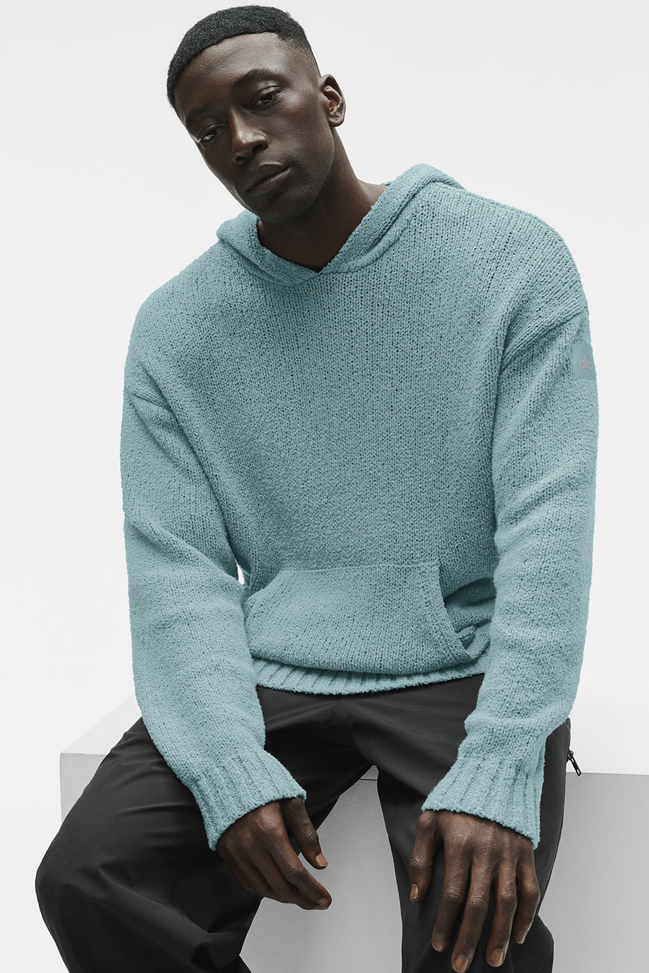 Sweat à capuche en maille texturée - Sauge du désert