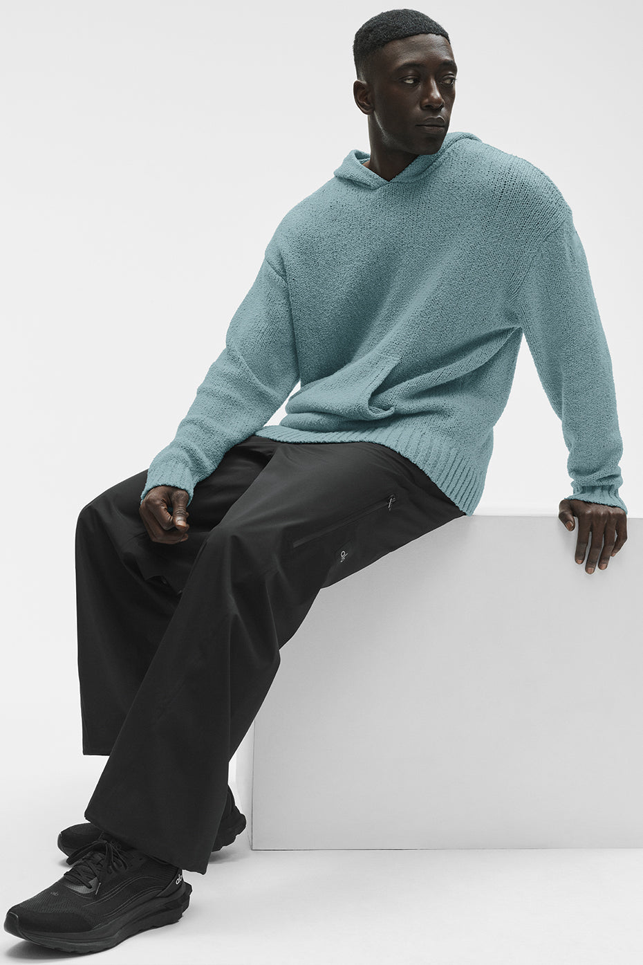 Sweat à capuche en maille texturée - Sauge du désert