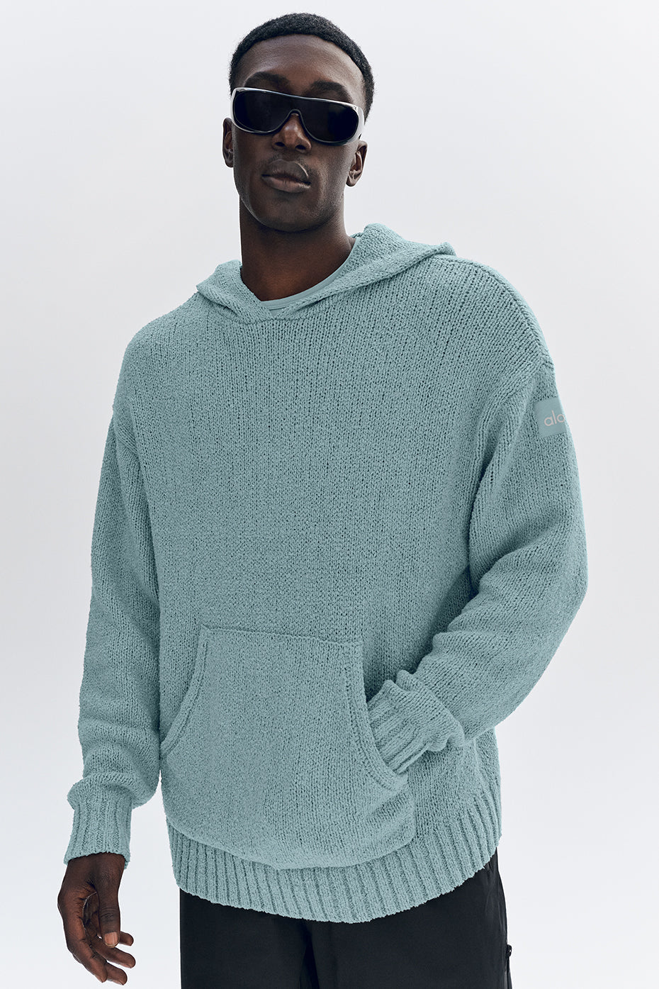 Sweat à capuche en maille texturée - Sauge du désert