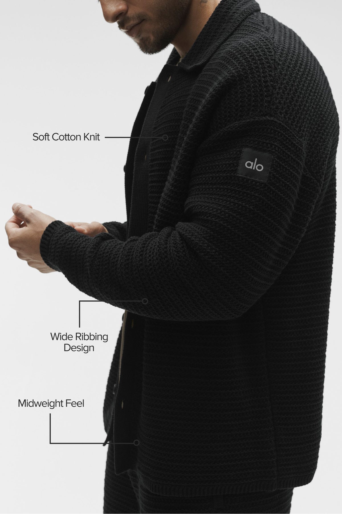 Chemise à manches longues Shift en maille - Noir