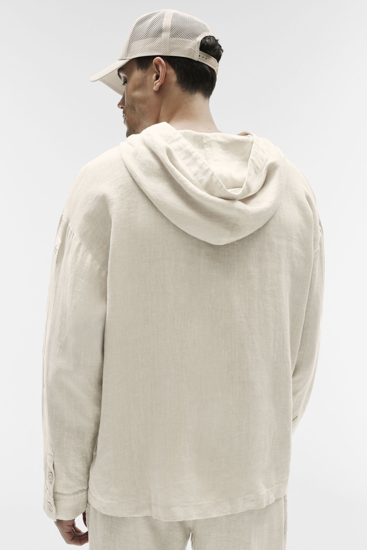 Sweat à capuche boutonné Linen Days - Écru