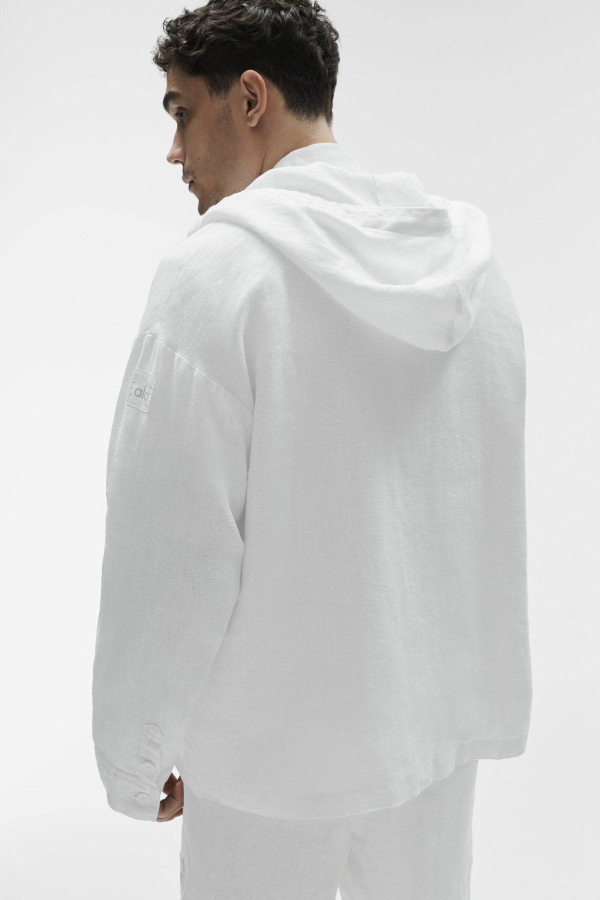 Sweat à capuche boutonné Linen Days - Blanc