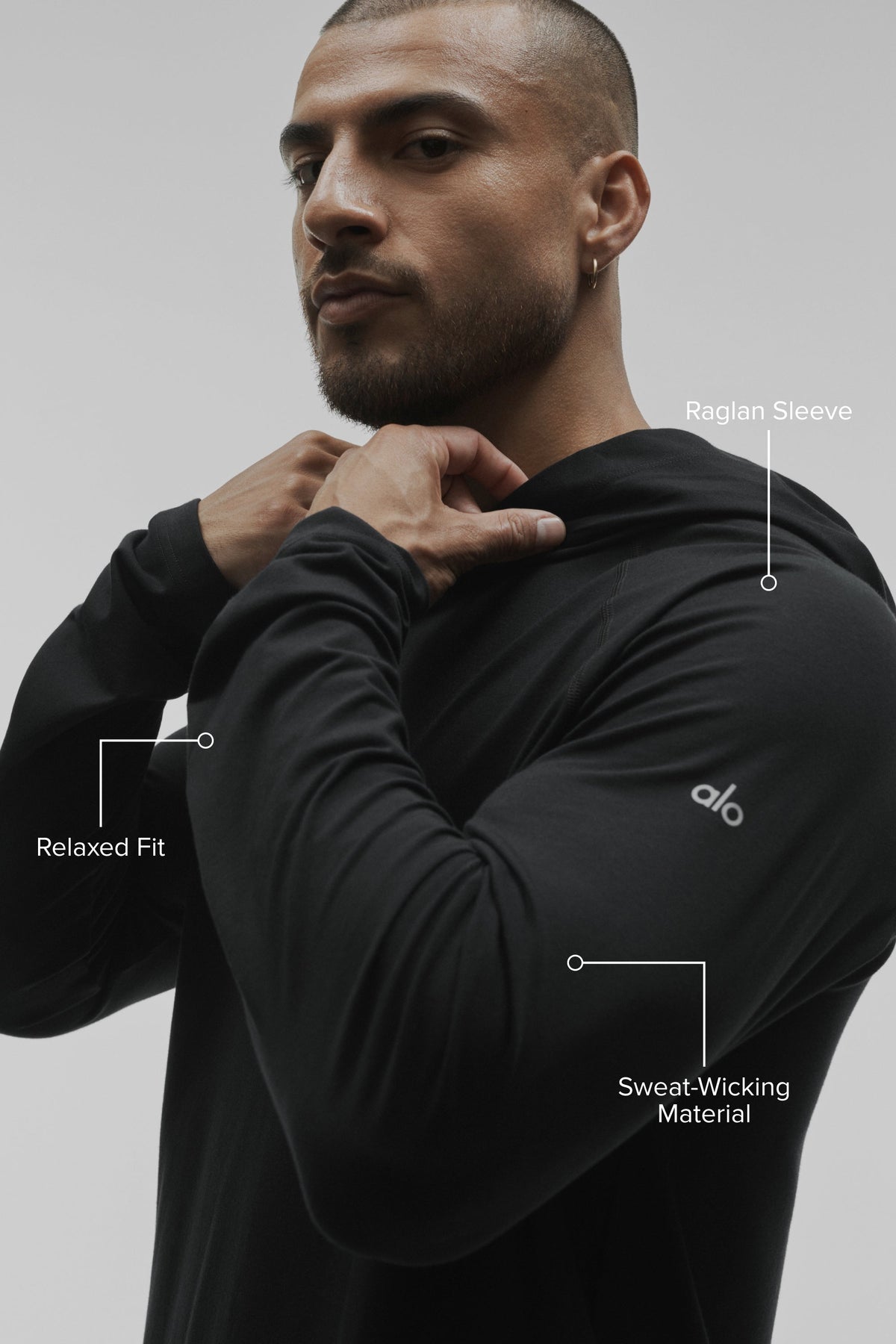 Sweat à capuche et manches longues ALO Vapor - Noir