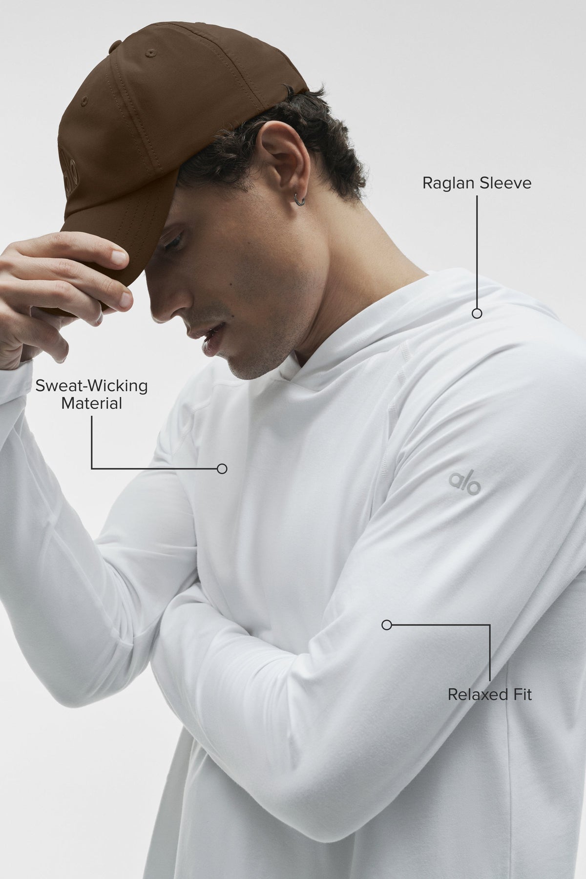 Sweat à capuche et manches longues ALO Vapor - Blanc
