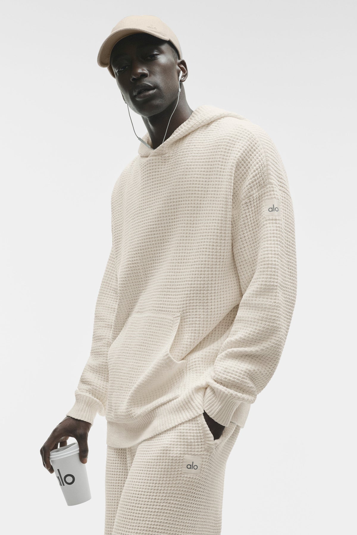 Sweat à capuche Edition en chenille gaufrée - Ivoire