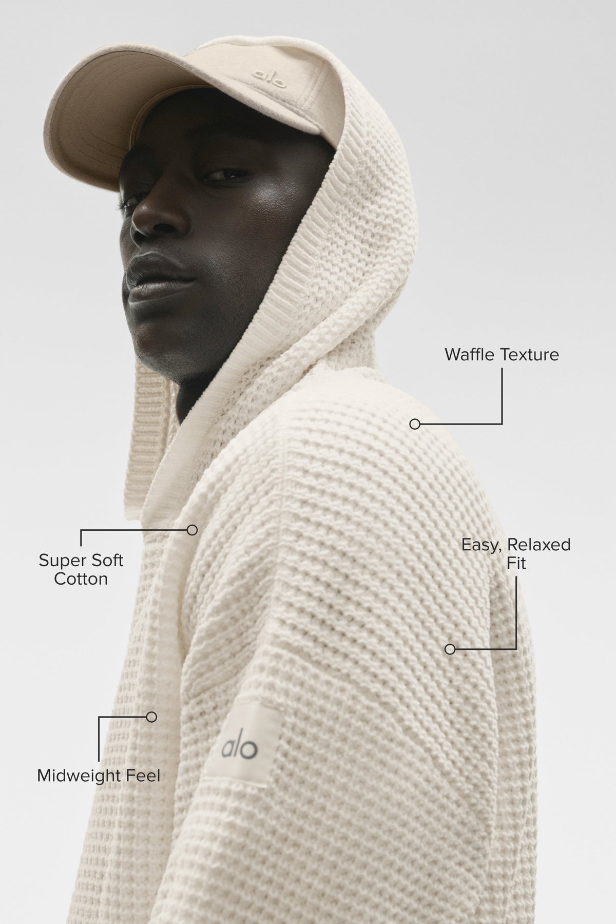 Sweat à capuche Edition en chenille gaufrée - Ivoire