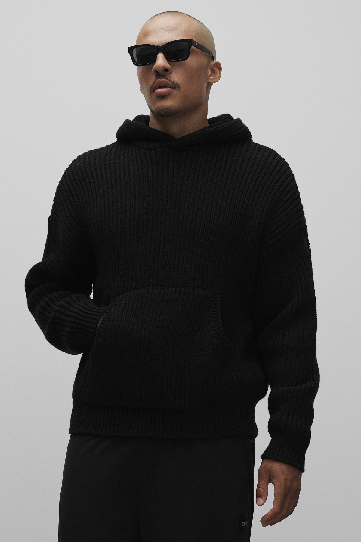 Sweat à capuche Rewind en grosse maille - Noir