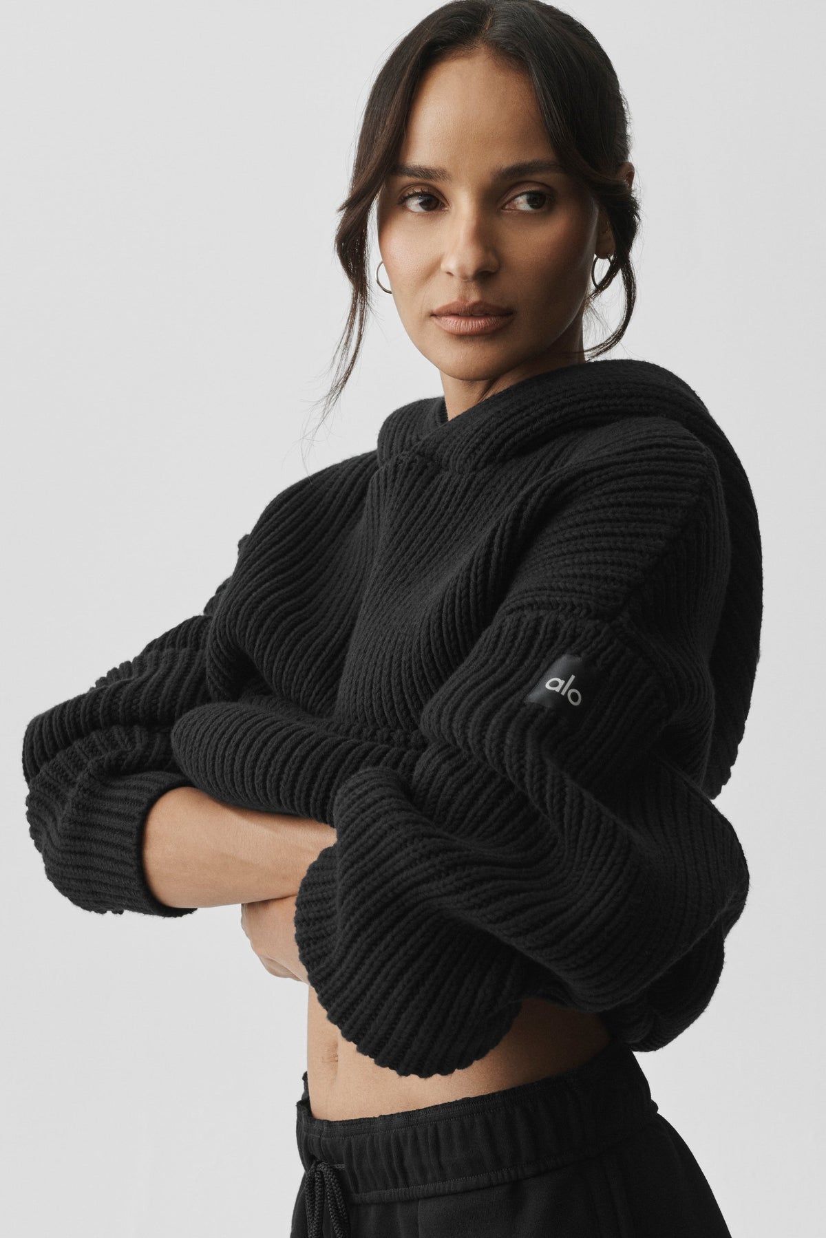 Sweat à capuche Rewind en grosse maille - Noir