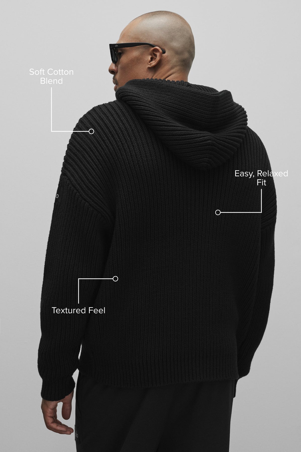 Sweat à capuche Rewind en grosse maille - Noir