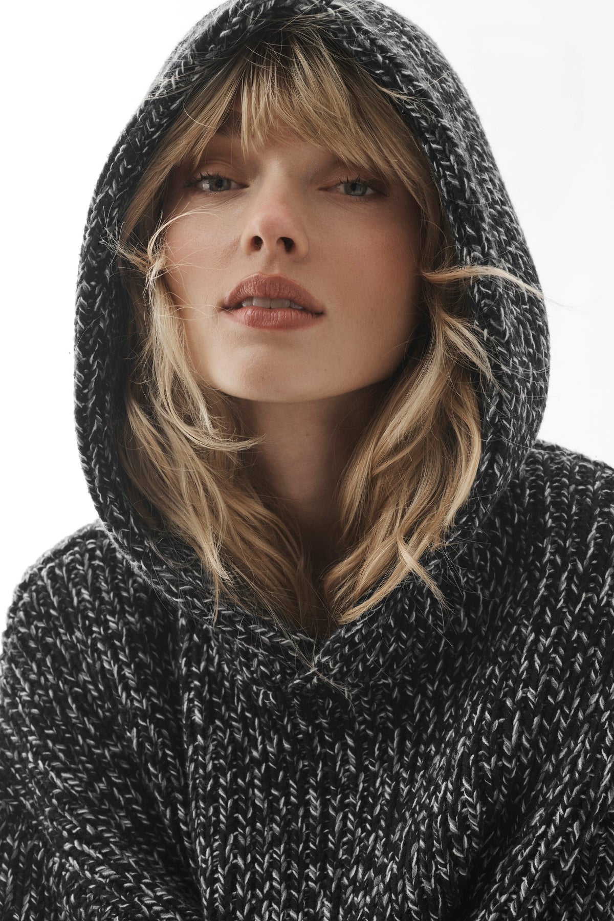 Sweat à capuche Rewind en grosse maille - Noir multicolore