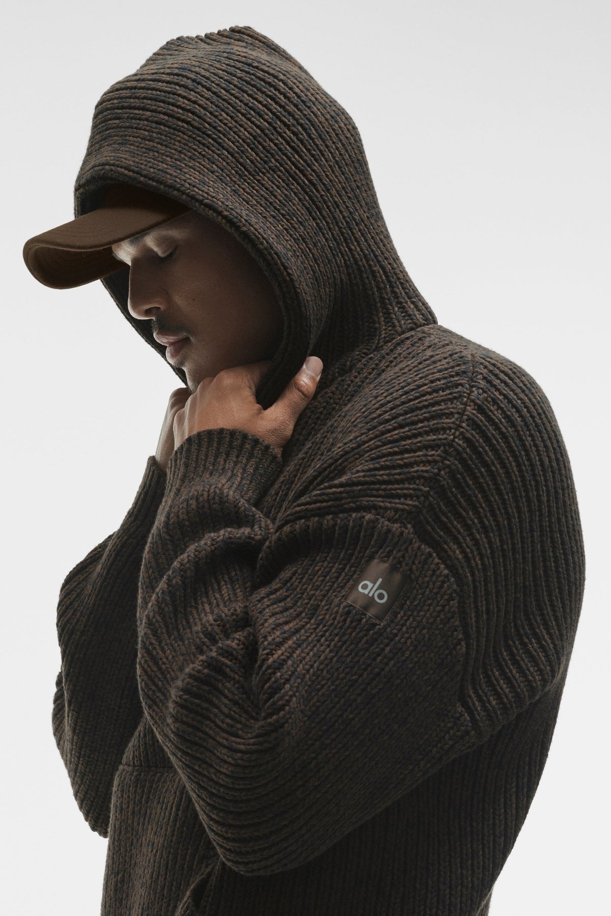 Sweat à capuche Rewind en grosse maille - Espresso multicolore