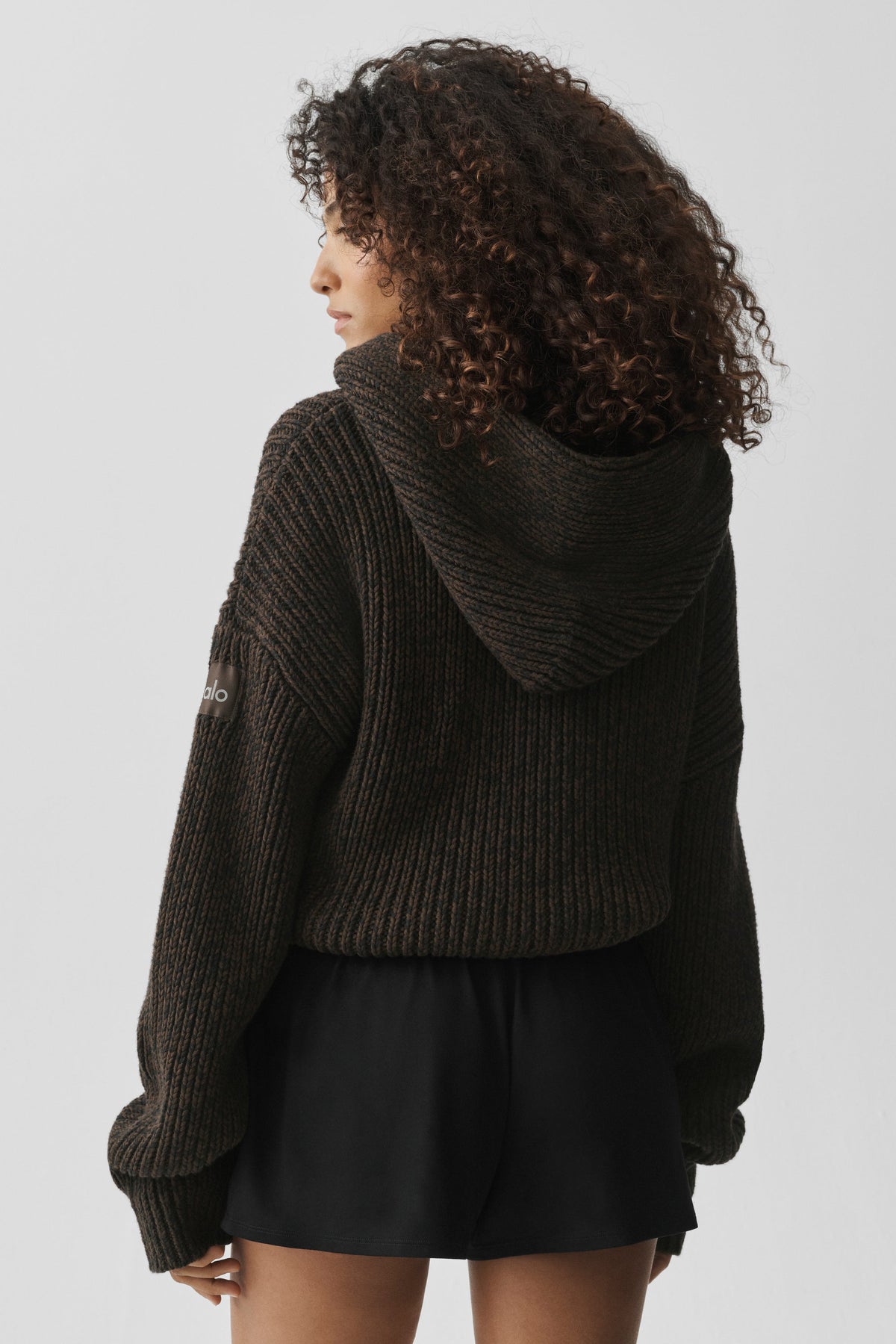 Sweat à capuche Rewind en grosse maille - Espresso multicolore