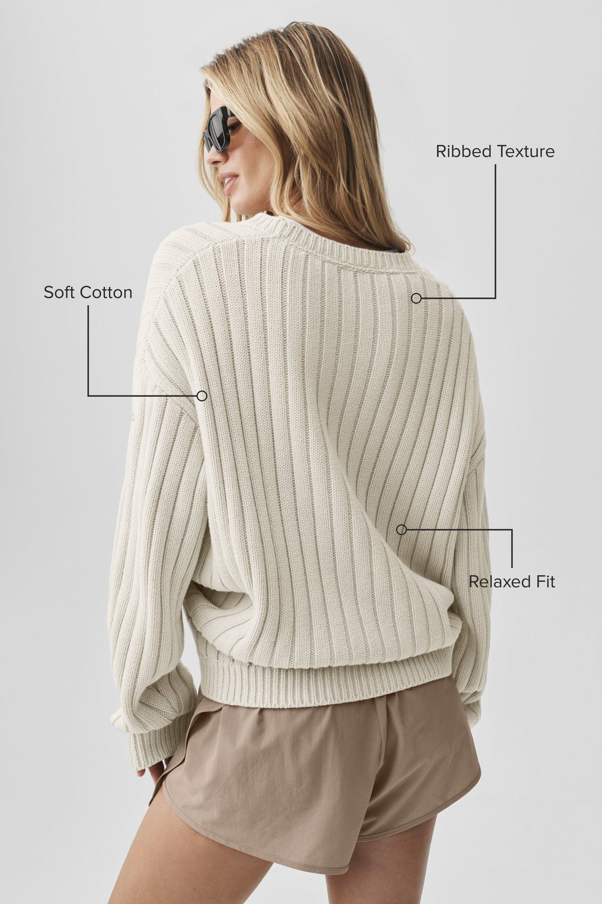 Pull Parallel en coton côtelé - Écru