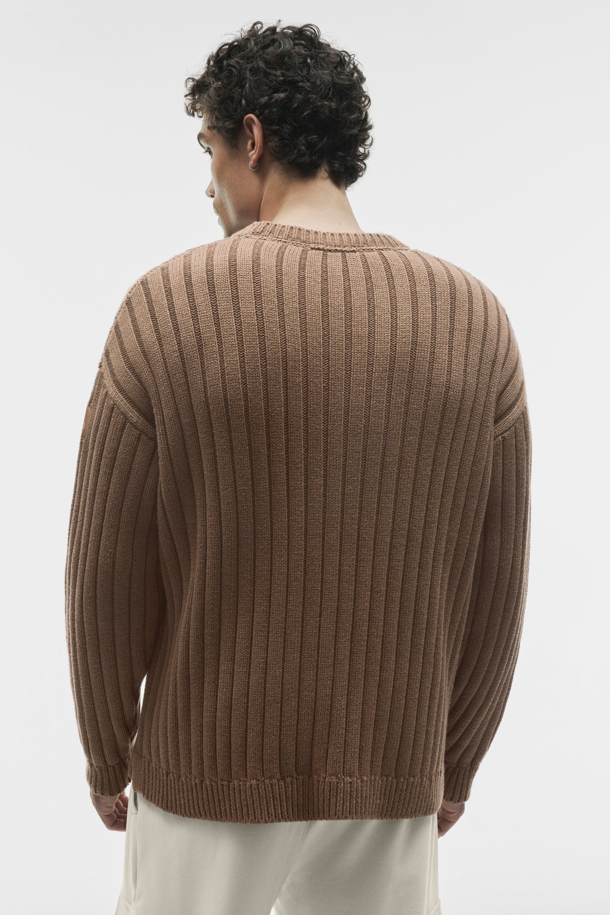 Pull Parallel en coton côtelé - Brun Java chiné