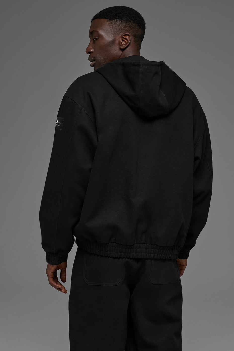 Sweat à capuche entièrement zippé en toile de coton - Noir