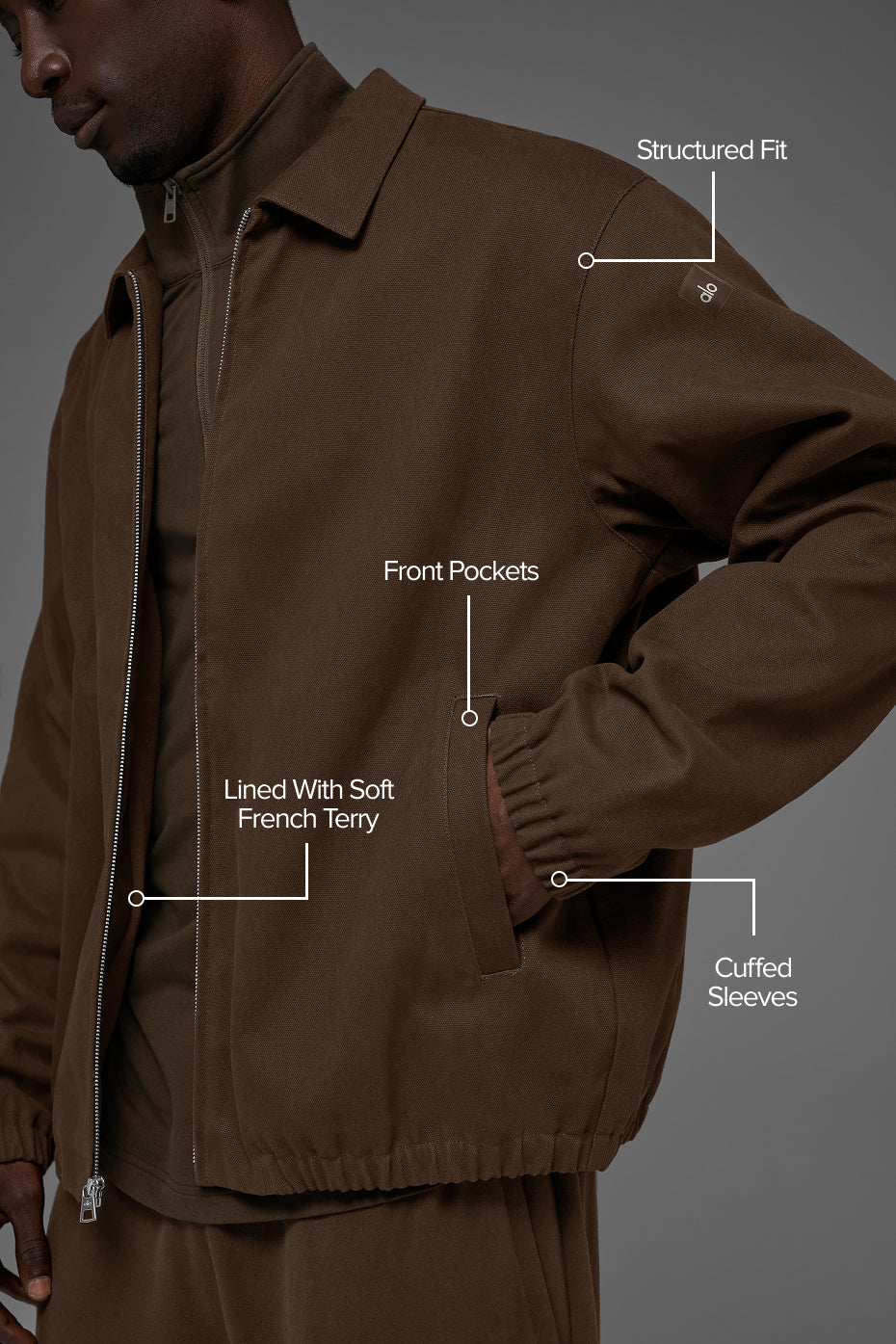 Veste d’entraîneur en toile de coton - Espresso