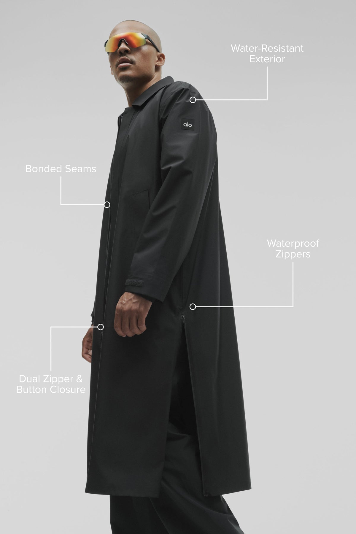 Manteau long Alpha Shell - Noir