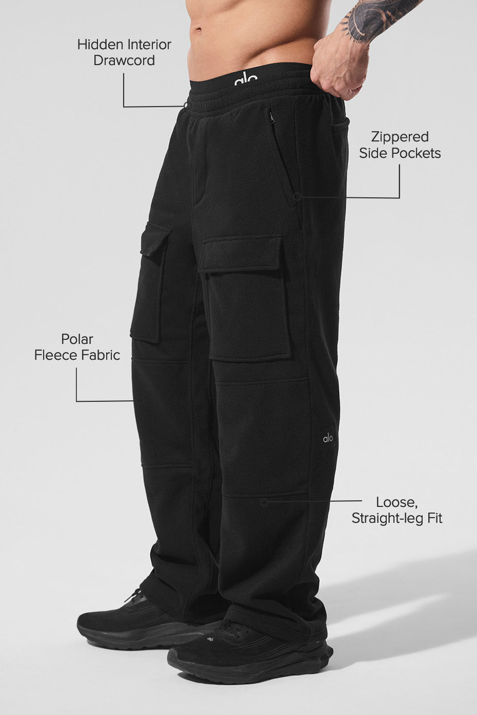 Pantalon cargo Ridge en polaire - Noir