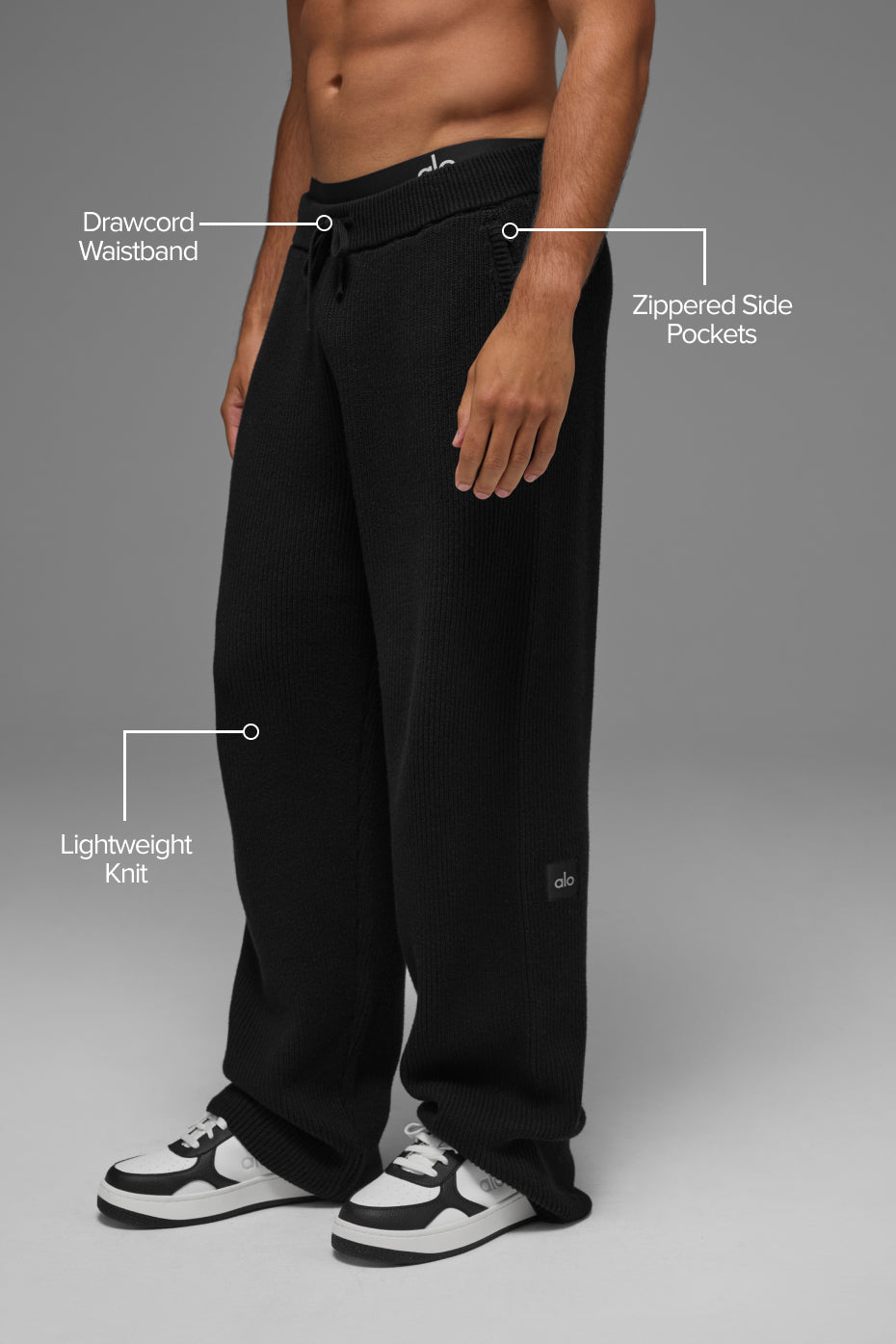 Pantalon de jogging Domain en maille côtelée - Noir