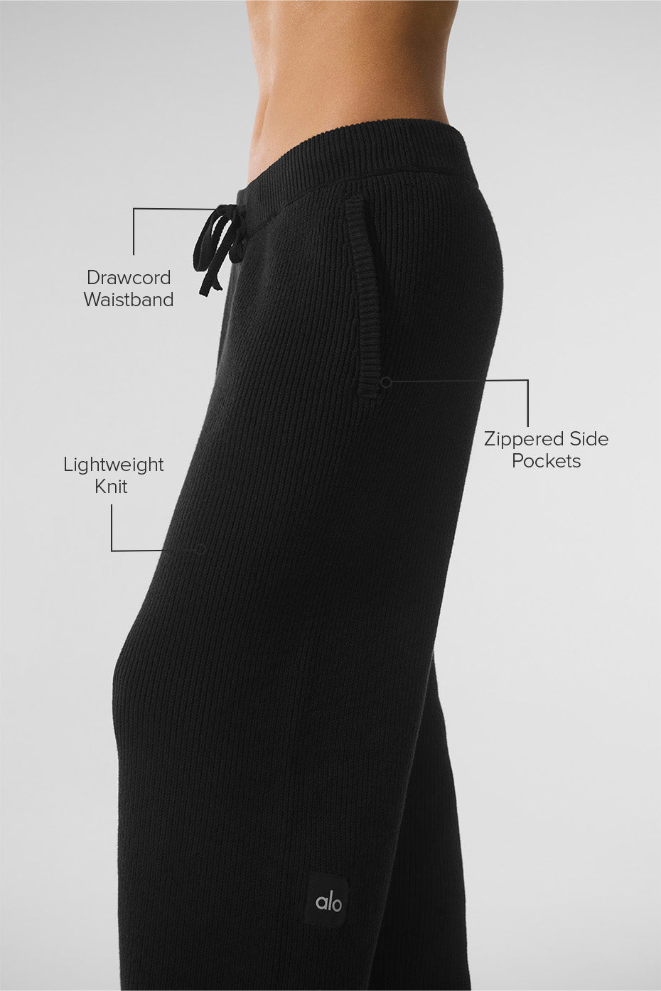 Pantalon de jogging Domain en maille côtelée - Noir