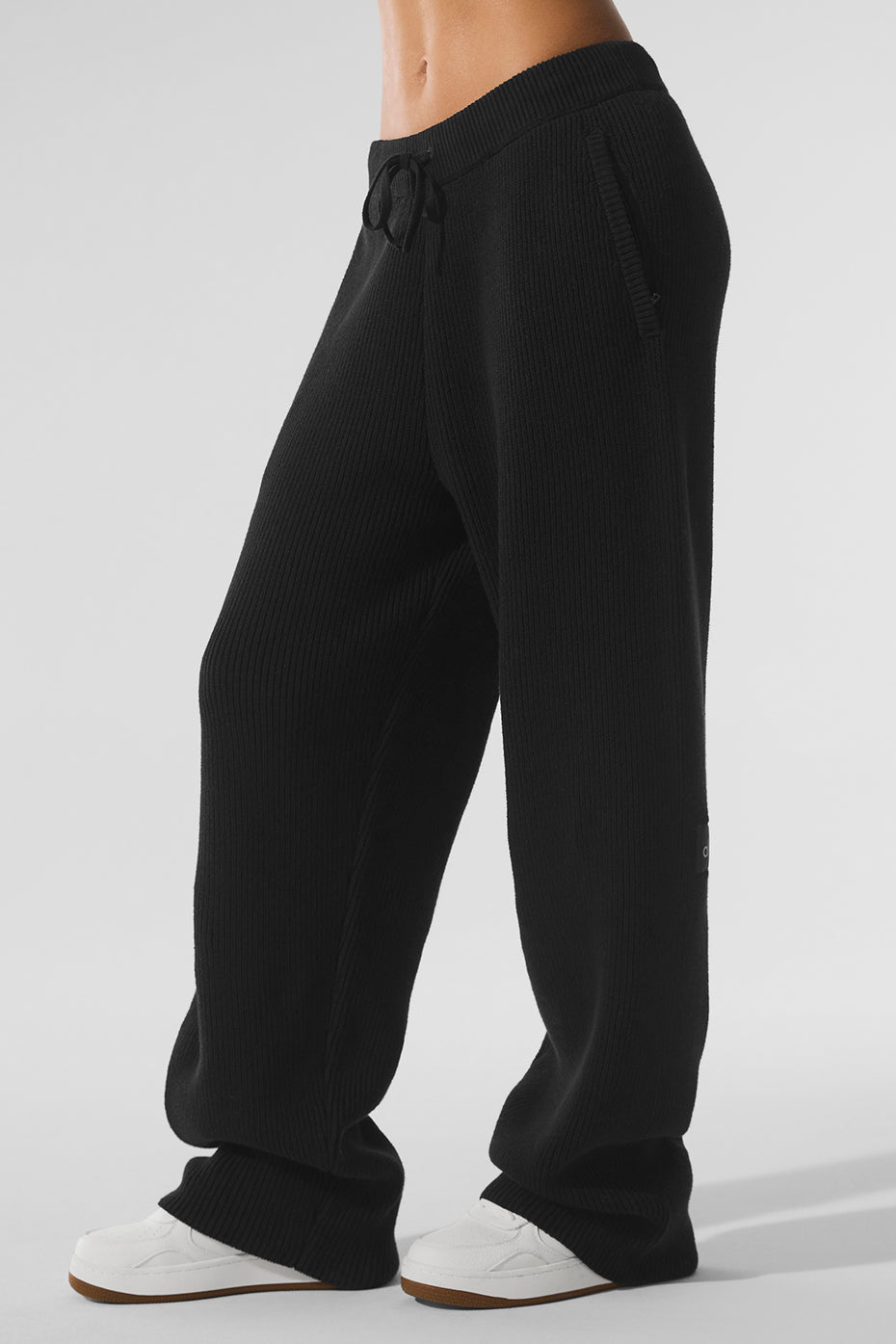 Pantalon de jogging Domain en maille côtelée - Noir
