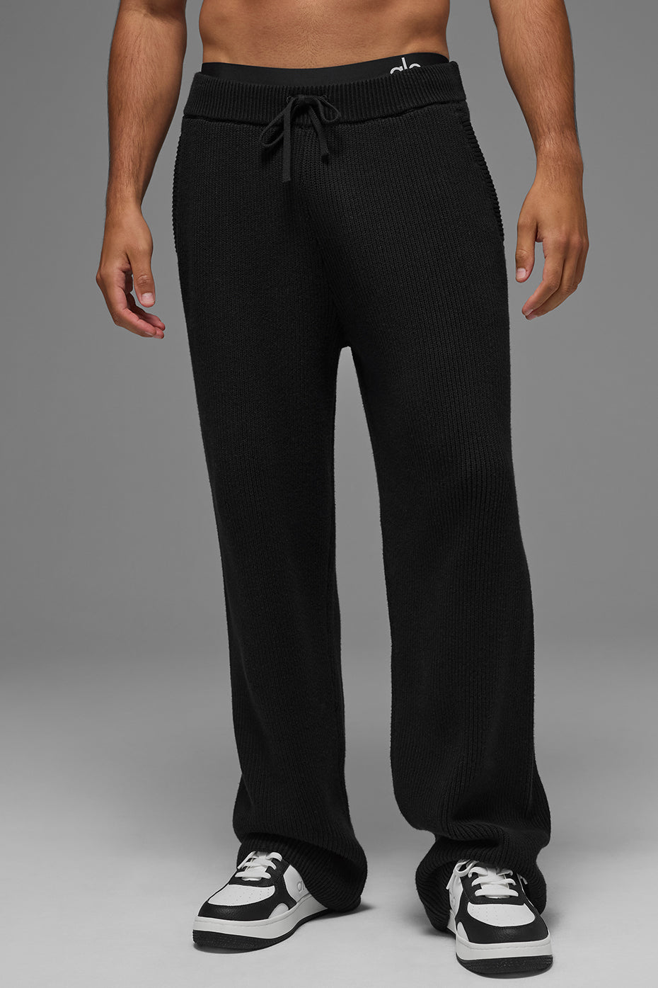Pantalon de jogging Domain en maille côtelée - Noir