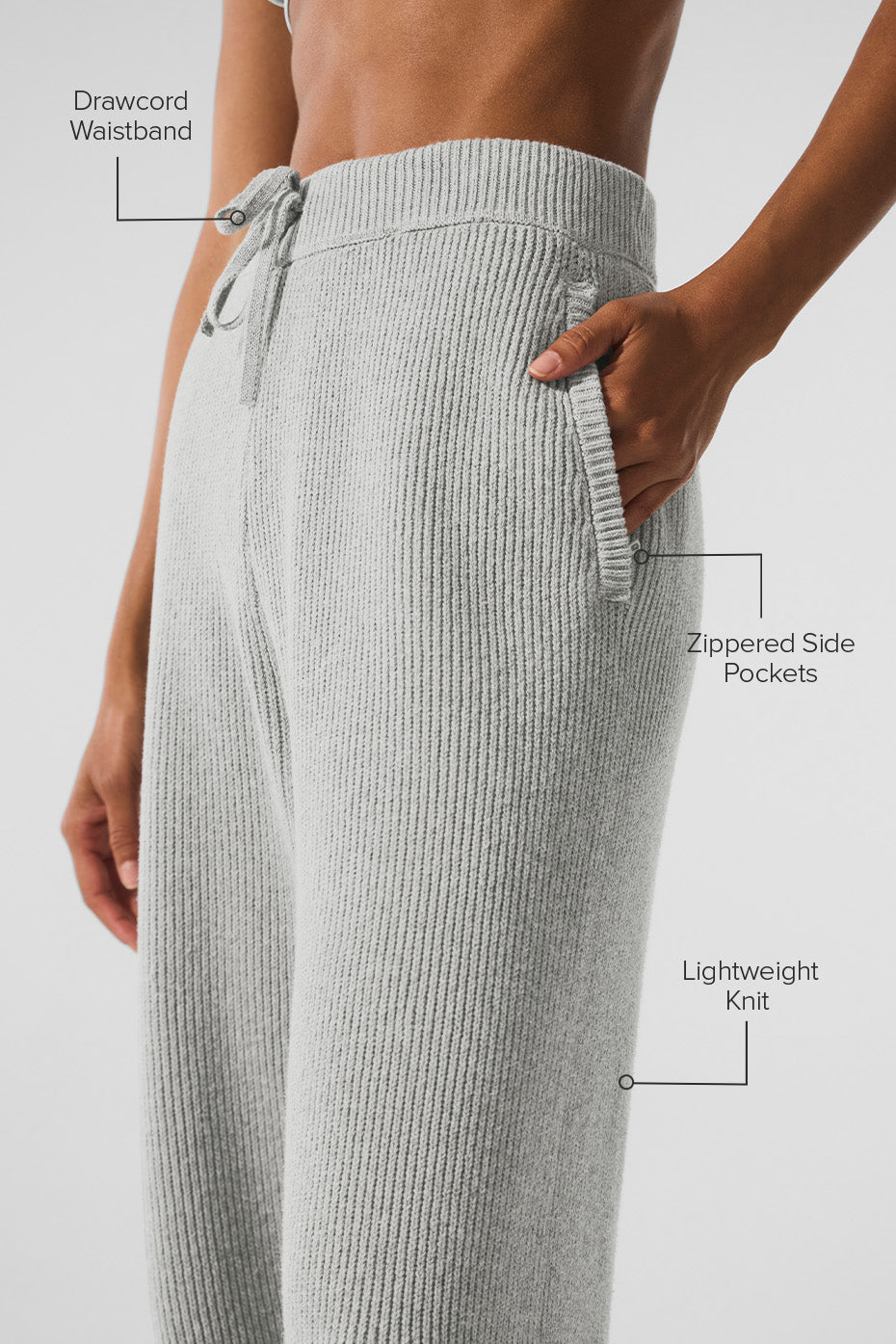 Pantalon de jogging Domain en maille côtelée - Gris chiné sport