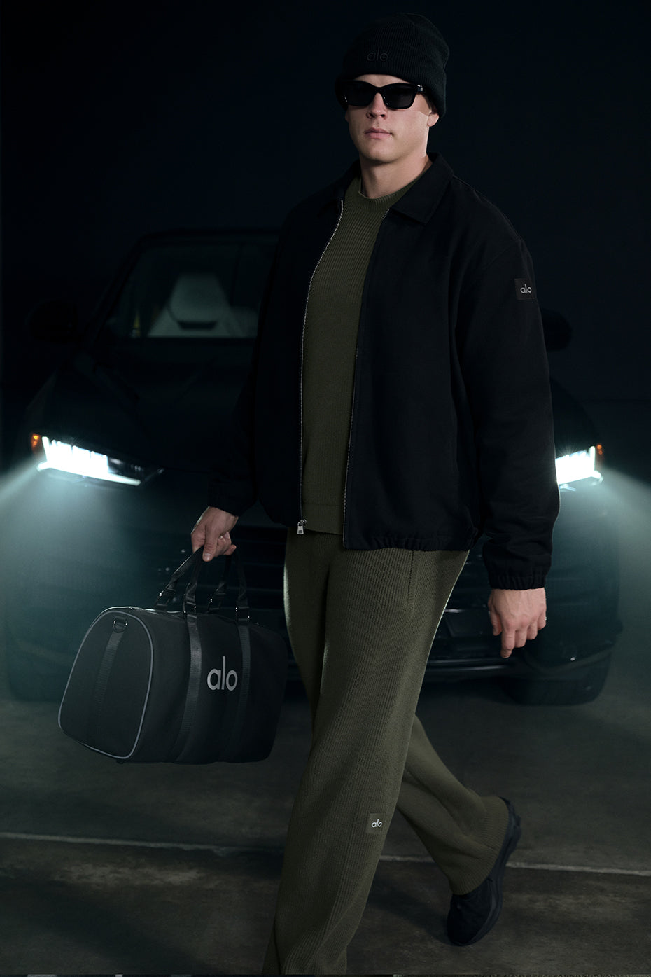 Pantalon de jogging Domain en maille côtelée - Olive verte