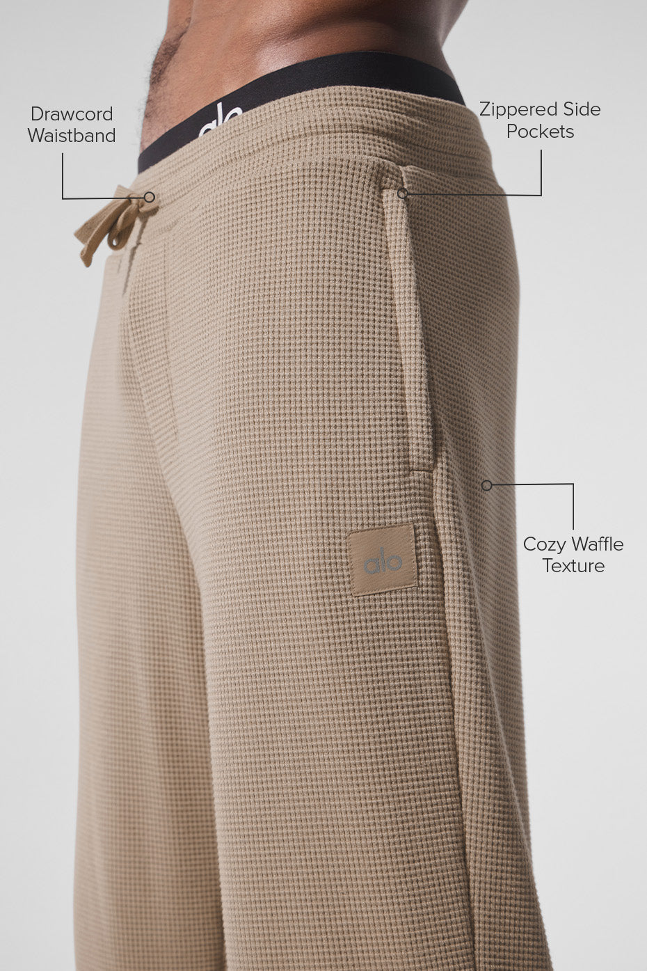 Pantalon droit Elevate en maille gaufrée - Gravier
