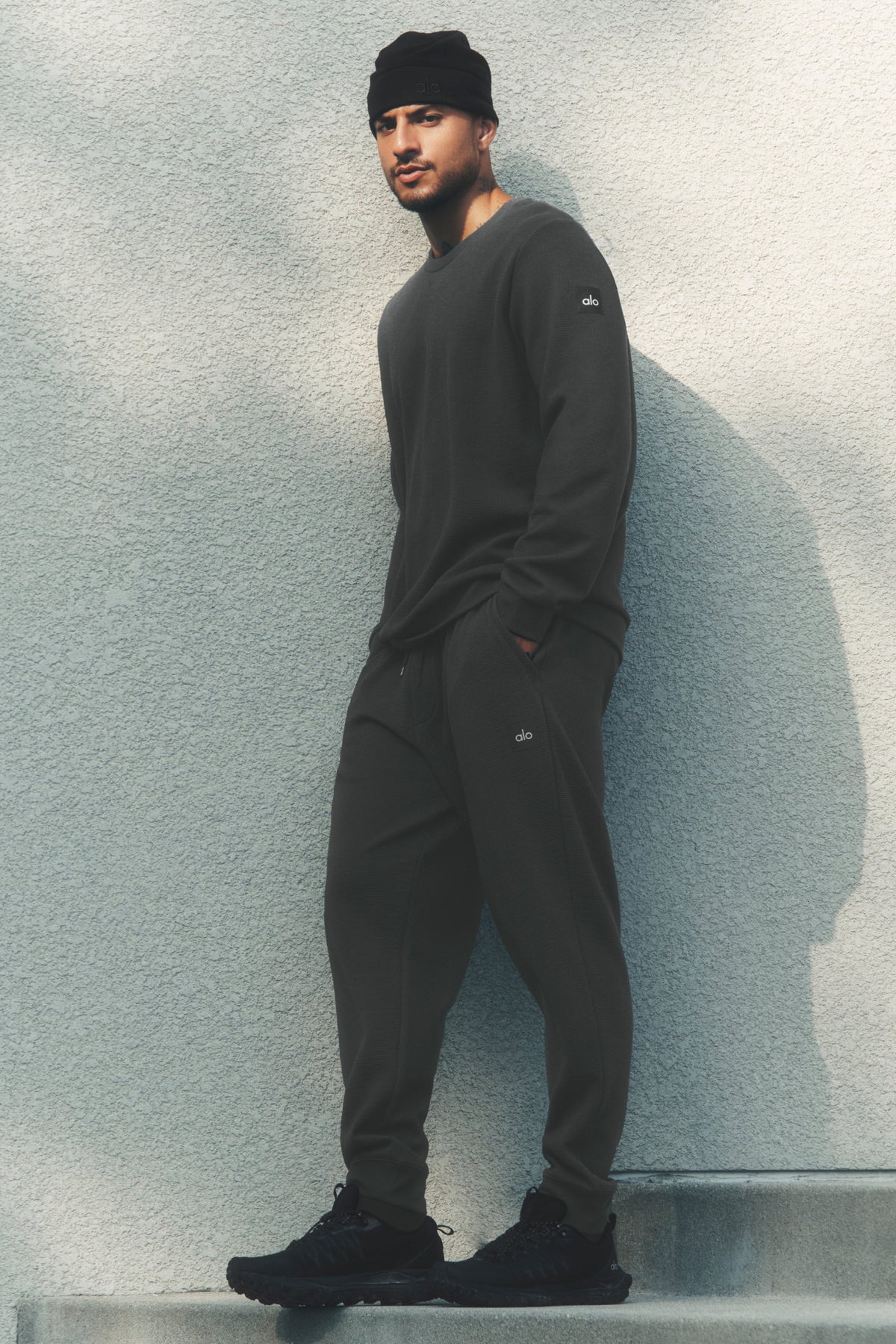 Pantalon de jogging de détente gaufré - Anthracite