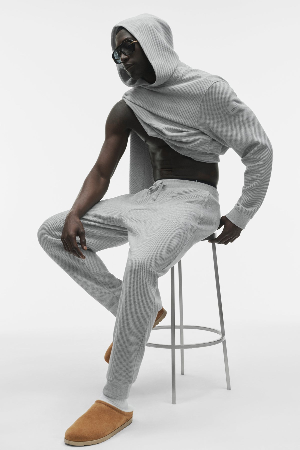 Pantalon de jogging de détente gaufré - Gris chiné sport